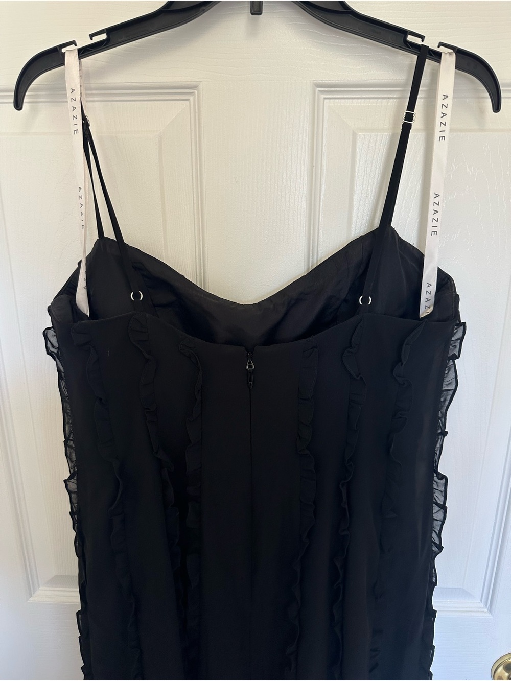 Azazie Black Ruffled Slip Dress - Picture 5 of 7